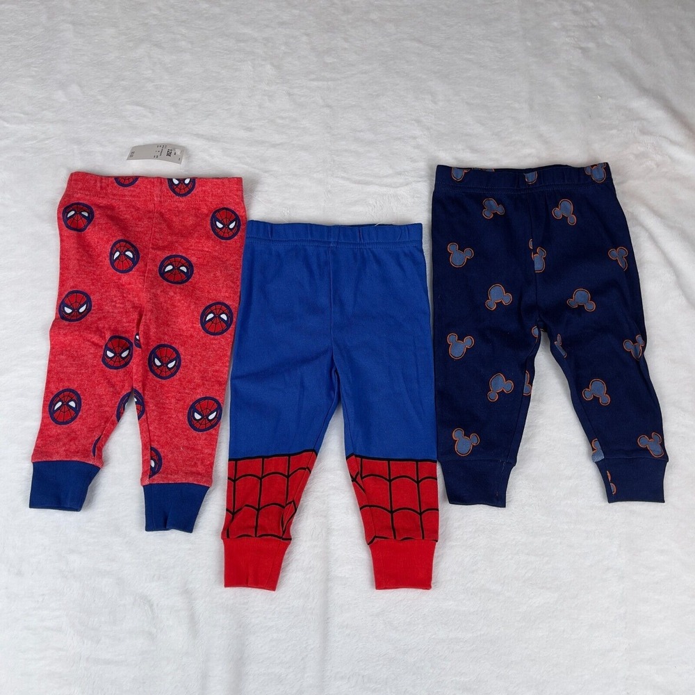 Marvel Avengers‎ Spider-Man Lot of 3 Pajama Pants Toddler Boys Size 12M Pull On
